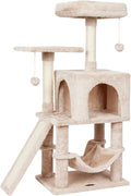 MIAO PAW Cute Cat Tree Tower for Indoor Cat Tower with Scratching Post Modern Activity House Hammock Hanging Ball Condo with Board Beige