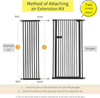 Lumizone Extra Tall Cat Gate Extension Kit 61.02" High Pressure Mounted 2025 New 16.73" Extra Wide 1.37" Gap No Drilling Tall Pet Gate for Dogs (Black, 61.02" H x 16.73" W, Extension)
