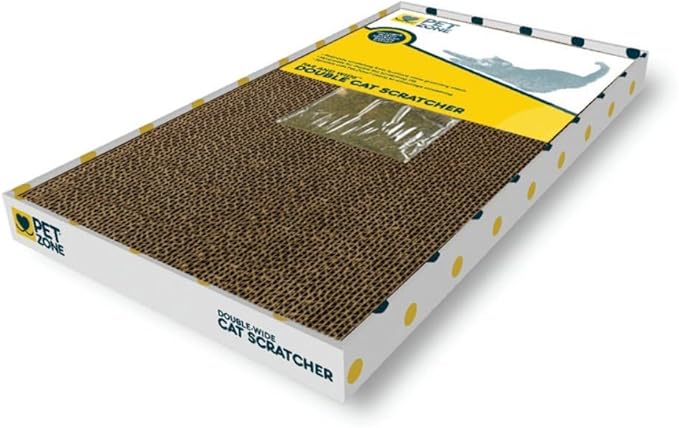 Pet Zone Double Wide Reversible Corrugated Cat Scratcher with Catnip Cat Toy, 17.7" x 9.5" x 1.7"