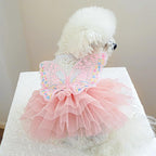 Fashion Sweet Puppy Dog Blingbling Princess Skirt Pet Dog Lace Cake Camisole Tutu Dress B-Pink XS
