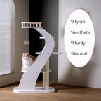 SHENGOCASE Modern Stylish 52.4 inches Tall Wooden Cat Tree Tower, Aesthetic Cat Condo Ladder with 5-Level Big Perch Platform Bed for Window Viewing Watching Large Cat Maine Coon