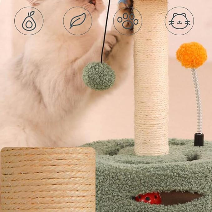 Cat Tree Cute, Cat Tower for Indoor Cats with Fluffy Balls, 14 Inches Cute Pink Cat Tree, Modern Small Cat Tree, Simple Cat Tree for Indoor Cats