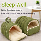 Cozy Cat Cave Bed, Enclosed Winter Cat House with Removable & Machine Washable Cover, Upgraded Warm Plush Cushion for Indoor Cats & Small Dogs (Beige)