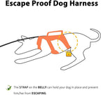 Huntboo Escape Proof Dog Harness, Escape Artist Harness, Reflective Dog Harness with Handle, Durable,Adjustable Vest for Small Medium Large Dogs Walking, Training, and Running Gear(Orange,S)