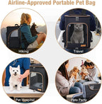 Lekereise Large Cat Backpack Carrier Expandable Pet Carrier Backpack for Small Dogs Medium Cats Fit Up to 18 Lbs, Foldable Puppy Backpack Carrier for Travel, Hiking, Black