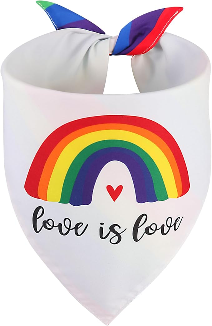 Pride Dog Bandana XLarge 1PCS, Rainbow Scarf for Boy and Girl, Colorful Durable Triangle Reversible Bibs for Puppy Pet