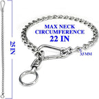 Dog Chain Collars 304 Stainless Steel Metal Chew Proof Dog Necklace Anti Winding Dog Leash Extension Lead for Small Medium Large Dogs Training and Walking. (Large：25in x 3.5mm(Neck max 22in))