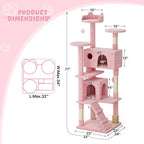Magshion Cat Tree 77" Cats Tower for Indoor Cats, Multi-Level Cat Condo with Scratching Post, Top Perch, Sisal Board and Dangling Ball, Cat Stand Jumping Platform Kittens Pet Play House (Pink)