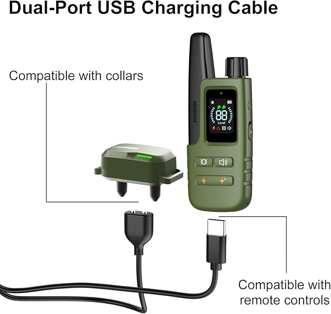 Jugbow USB Charging Cable Dog Training Collar and Remote, 2-in-1 Magnetic Charging and Micro USB Cable