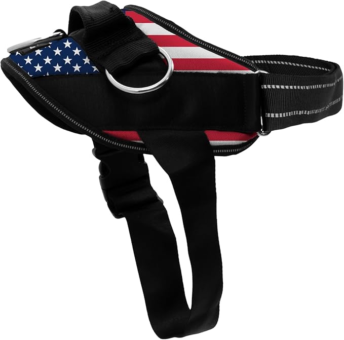 ShawnCo Essential Dog Harness, No-Pull Pet Vest with 3 Leash Clips, No Choke, Reflective, Adjustable and Padded, for Easy Walking and Training for Small, Medium and Large Dogs (Stars and Stripes, L)