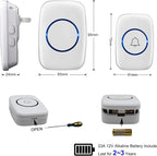 Wireless Doorbell, FullHouse Waterproof Door Bell Kit, Distinguish front and rear doors, Over 1000 feet Range and 60 Chime, 5 Levels Volume and LED Flash, for Home Office Classroom