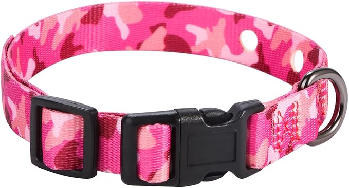 Rhea Rose 1 Inch Replacement Collar Strap Shock Collar with 2 Holes, Compatible with Nearly All Brands and Models of Underground Electric Dog Fences and Training Collars, Pink Camo