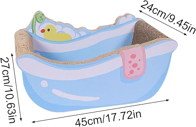 Cat Bed - Bathtub Nest with Scratching Board | Bathtub-Shaped Calming Cat Bed - for Kitten Puppy Small Dog Pet Home Decor Living Room Balcony Apartment Dorm Sleeping Play