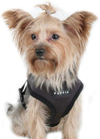 Puppia Soft Dog Harness No Choke Over-The-Head Triple Layered Breathable Mesh Adjustable Chest Belt and Quick-Release Buckle, Brown, Small (Pack of 2)