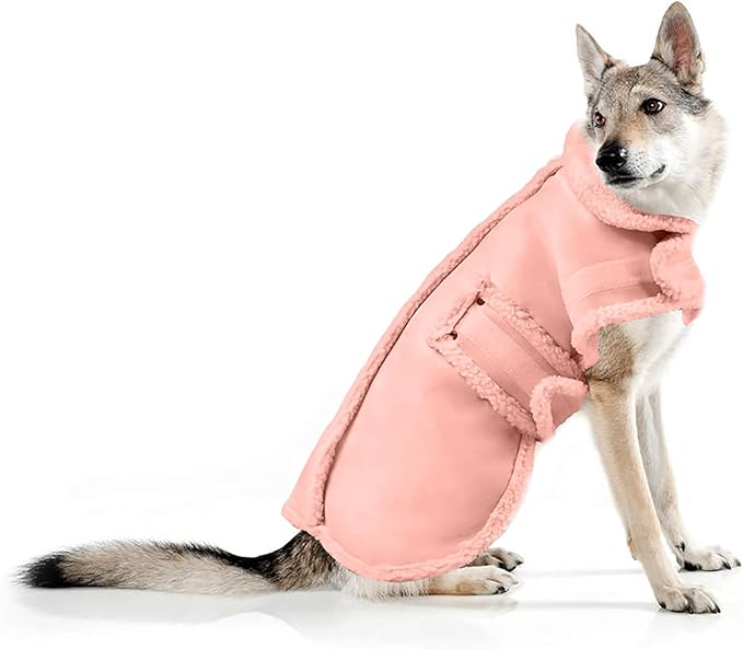 Dog Winter Jacket, Warm Windproof Dog Coat Sweaters for Small Dogs, Thick Apparelf Fleece Coat for Medium Large Dog (Pink XX-Large)