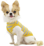 LOPHIPETS 100% Cotton Striped Dog Shirts for Small Dogs Chihuahua Puppy Clothes Tank Vest-Yellow and Gray Strips/S