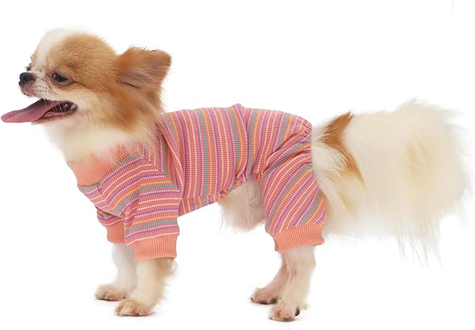 LOPHIPETS Dog Pajama Onesie for Small Chihuahua Yorkie Puppy Cat Clothes Apparel-Pink/S