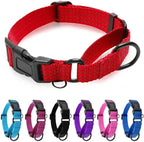 Martingale Collar for Dogs, Adjustable Soft Nylon Dog Collars with Special Design Cute Patterns (RED, S (1" x 12"-15.8"))