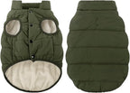 ASENKU Windproof Dog Winter Coat Waterproof Fleece Jacket Cold Weather Pet Apparel for Small Medium Large Dogs (ArmyGreen, L)