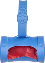 Ubbi Retractable Dog Poop Bag Holder and Dispenser with Silicone Strap Leash Attachment, Includes 2 Rolls of Lavender Scented Leakproof Waste Bags, Blue