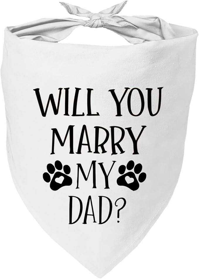 Will You Marry My Dad Pet Dog Bandana, Engagement Announcement Dog Wedding Scarf Accessories for Small Medium Large Dogs