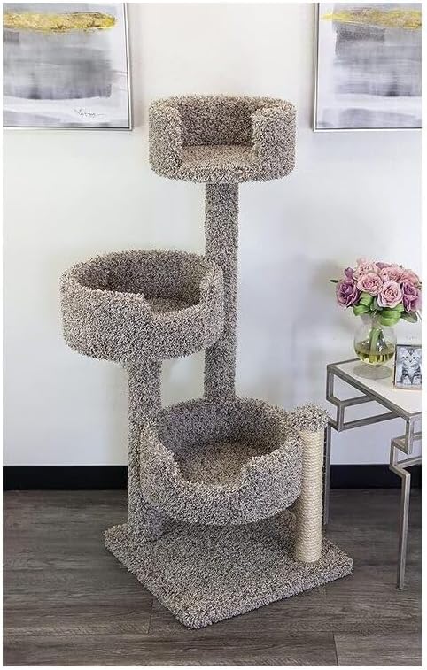 Cat Tree for Large Cats - Solid Wood & Carpet 50" Tall