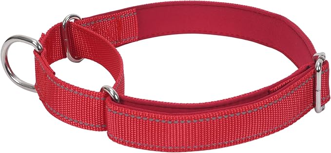 SGODA Martingale Dog Collar, Reflective Nylon Padded Dog Training Collars for Medium Dogs, Red M