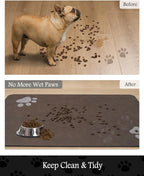 Pet Feeding Mat-Absorbent Dog Mat for Food and Water Bowl-No Stains Quick Dry Water Dispenser Mat-Dog Accessories Pet Supplies-Bowl for Messy Drinkers（Brown,17"x34"