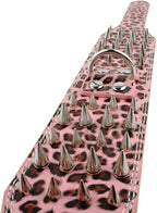 3" Sharp Spiked Studded Leather Dog Collar for Training,Sports,Walking,Medium,Large,X-Large,for Pitbull,Labrador,Boxer(White,XL)