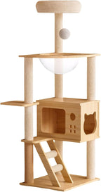 Heavy Duty Cat Tree for Large Cats, 49 Inches Tall Cat Tower with Perch, Condo and Spacious Hammock, XL Extra Large Condo with 7 Scratching Posts for 20lb+ Adult Cats,Beige