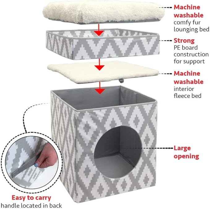 Kitty City Indoor Cat Cube Furniture, White Cube