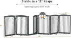Freestanding Pet Gate with Door, Tall Dog Gate for House, Extra Wide, Pet Puppy Safety Fence, Support Feet Included, 120 Inch Wide, 6 Panels 32" Tall, Gray