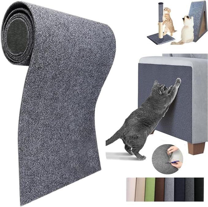 Cat Scratch Furniture Protector Mat DIY Cat Scratch Pad Self-Adhesive, Pet Scratching Post Cat Scratcher Carpet Anti Cat Scratch for Cat Tree/Door/Couch (Dark Gray, 11.8 * 23 inch)