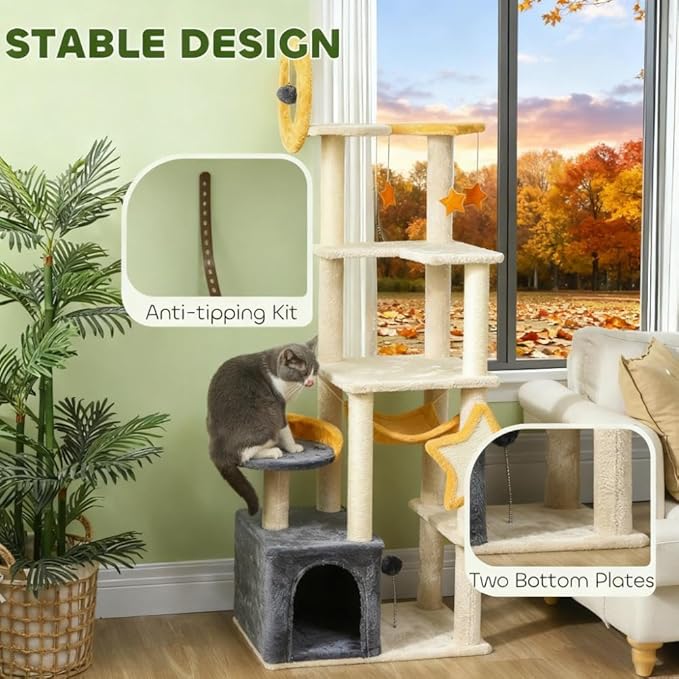 63 Inch Moon and Star Themed Cat Tree (63 inch)