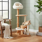Erinnyees 51" Football Cat Tree Tower for Indoor Cats, Game Day Sports Themed Cat Condo with Sisal Scratching Posts & Hammock, Unique Pet Furniture Gifts for Fans