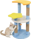 Tangkula Cute Cat Tree, 29 Inch Multi-Level Cat Tower with Jute Scratching Posts, Star & Moon Shaped Platforms, Perch Dangling Toy, Cat Climbing Furniture for Indoor Cats (Blue)