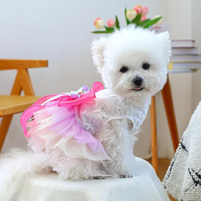 Furbabycare® Elegant Sweet Fashion Puppy Dog Blingbling Princess Skirt Pet Dog Lace Cake Camisole Tutu Dress H-Rosered X-Small