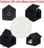Cat Houses for Outdoor Cats, Weatherproof Outdoor House for Feral Cats, Warm Stable Stray Cats Shelter in Winter Black Medium
