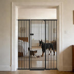 Lumizone Extra Tall Cat Gate 61.02" High Pressure Mounted Extra Wide 2025 New (17 Sizes) 1.37" Gap No Drilling Auto-Close One-Handed Operation Tall Pet Gate for Dogs(Black, 61.02" H x 29.92"-59.44" W)