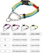 Martingale Dog Collars with Stainless Steel Chain, Reflective No Pull Walking Training Collar with Quick Release Buckle, Adjustable Slip Chain Nylon Dog Collars for Small Medium Large Dogs