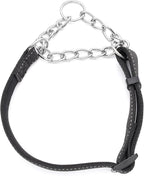 Martingale Dog Collars Adjustable Soft Nylon Reflective Collars with Stainless Steel Chain Walking Training Collars Heavy-Duty Puppy Chain Collars for Small,Medium,Large Dogs(Black,S)