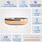 Coldest Dog Bowl - Anti Rust Metal, Non Slip, 3 Layers Insulated Stainless Steel Dog Bowls - Spill Proof & Heavy Duty - Water Bowl for Dogs, Cats & Pets, Dish Washer Safe (21 oz, Sahara Tan)