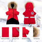 PINA Small Dog Coats - Waterproof, Warm Winter Jacket with Faux Fur Hood & Pocket