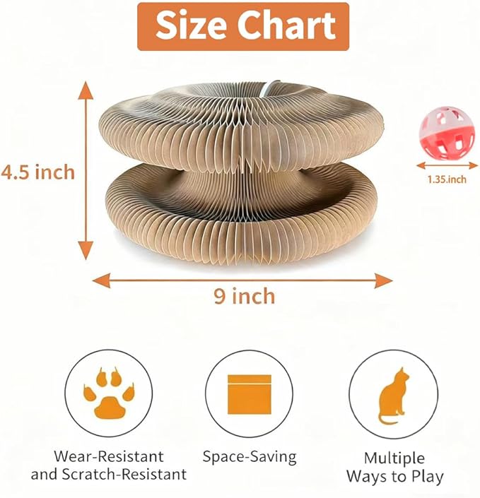 1 PCS Cat Toy Scratch Board,Accordion with Ball,Foldable Design,Boosts Claw Health,cat scratching board toy equipped with balls and bells,a cat toy designed specifically for indoor cats. (1 Psc)