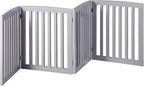 JungleA Freestanding Foldable Pet Gate for Dogs, 24 inch 4 Panels Step Over Fence,Pet Door, Dog Gate for Room, Doorway, Stairs (Grey)