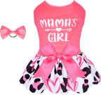 CuteBone Dog Dresses Velvet Mama's Girl Small Dogs Clothes Onesie Pet Apparel Girl Puppy Skirt with Bow Hair Rope CVA40XXS-D