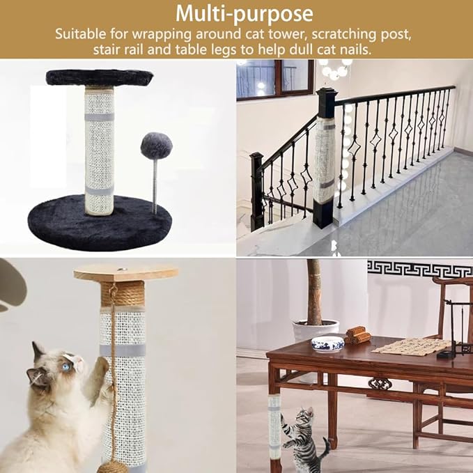 Cat Nail File Scratcher & Scratching Pad -Scratch Mat with 80 Aluminum Oxide Grit, Scratch Pads Wrap Around a Scratching Post to Help Trimming Cat Nails & Protect Furniture