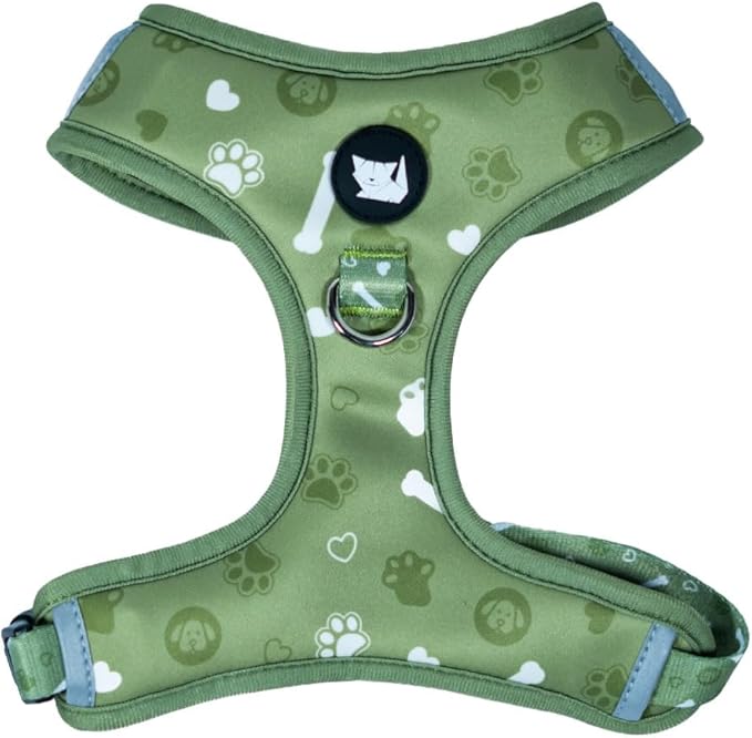 Haminway No-Pull Dog Harness for Medium Dogs – Reflective, Breathable Vest with Adjustable Chest & Neck Straps – Easy to Wear, Anti-Choke Harness for Safer Walks (Green, Size Medium)