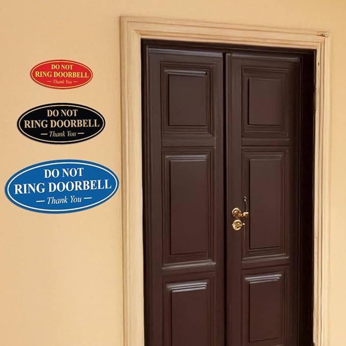 All Quality Oval DO NOT Ring DOORBELL Thank You Sign -Red Large 5 Pack