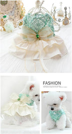 Fashion Sweet Puppy Dog Blingbling Princess Skirt Pet Dog Lace Cake Camisole Tutu Dress D-Green S
